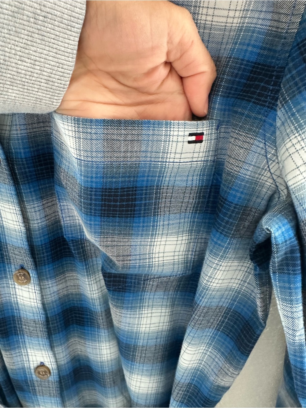 Tommy Hilfiger Blue Plaid Button-Front Maxi Shirt Dress - Picture 7 of 9